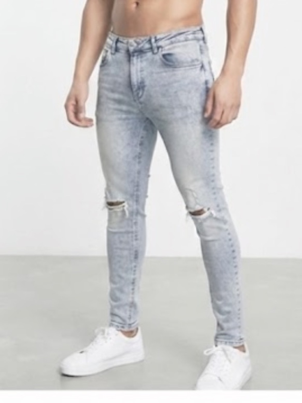 ASOS | BERSHKA Super Skinny Jeans Distressed Stonewashed Size 30